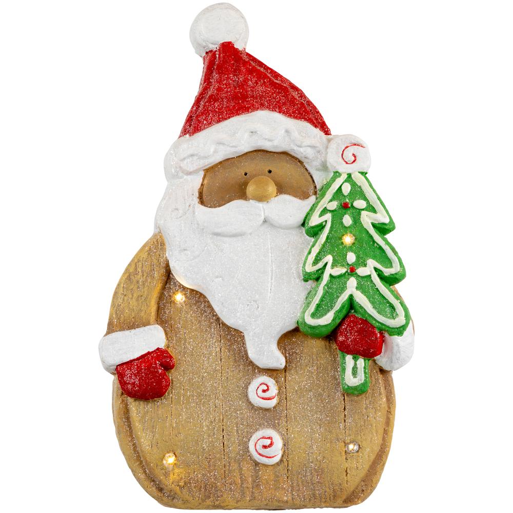 15.5" LED Lighted Gingerbread Santa Claus Glittered Christmas Figure. Picture 1