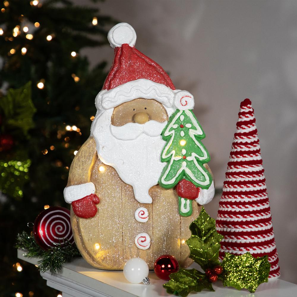 15.5" LED Lighted Gingerbread Santa Claus Glittered Christmas Figure. Picture 2