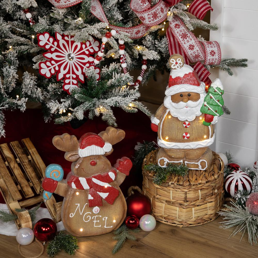 16" Lighted Gingerbread Santa with Frosted Tree Christmas Figure. Picture 3