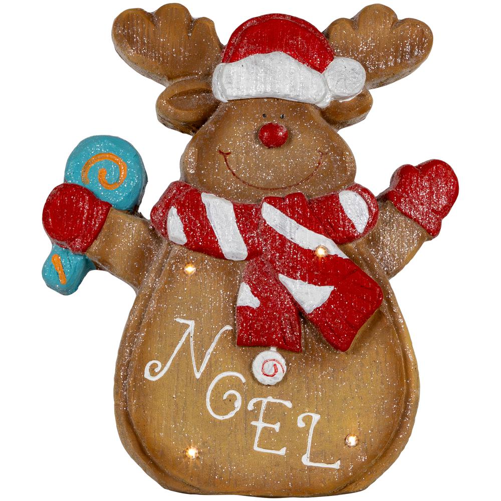 14.25" LED Lighted Noel Gingerbread Reindeer Christmas Decoration. Picture 1