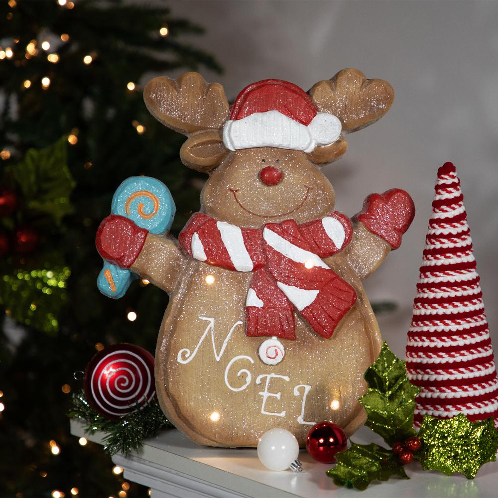 14.25" LED Lighted Noel Gingerbread Reindeer Christmas Decoration. Picture 2