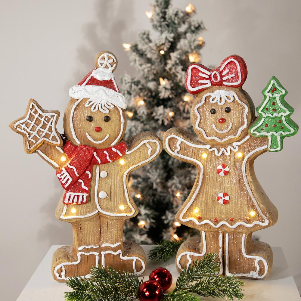 15.5" LED Lighted Gingerbread Boy with Star Christmas Figurine. Picture 3