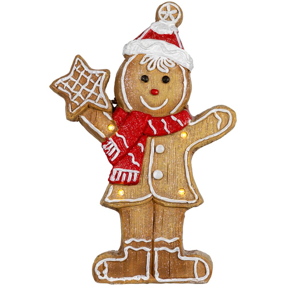 15.5" LED Lighted Gingerbread Boy with Star Christmas Figurine. Picture 1
