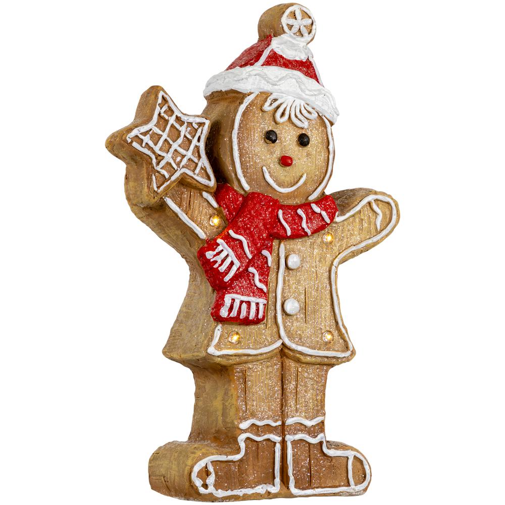 15.5" LED Lighted Gingerbread Boy with Star Christmas Figurine. Picture 7