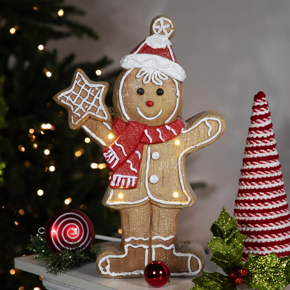 15.5" LED Lighted Gingerbread Boy with Star Christmas Figurine. Picture 4