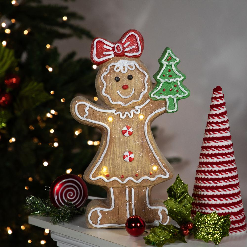 15.25" LED Lighted Gingerbread Girl Christmas Figurine. Picture 4