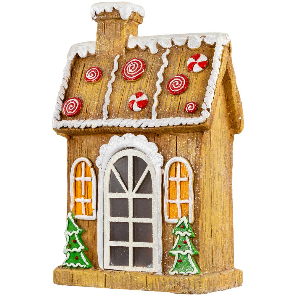 14" LED Lighted Peppermint Gingerbread House Christmas Decoration. Picture 4