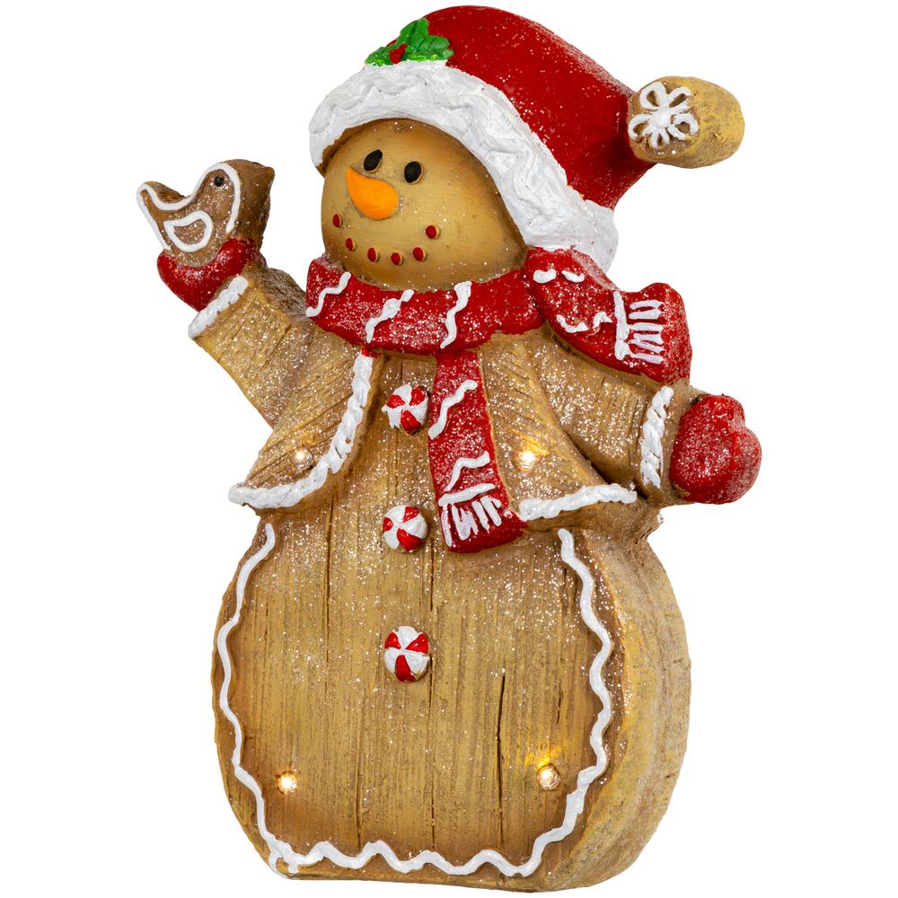 15" LED Lighted Gingerbread Snowman with Bird Christmas Figure. Picture 4