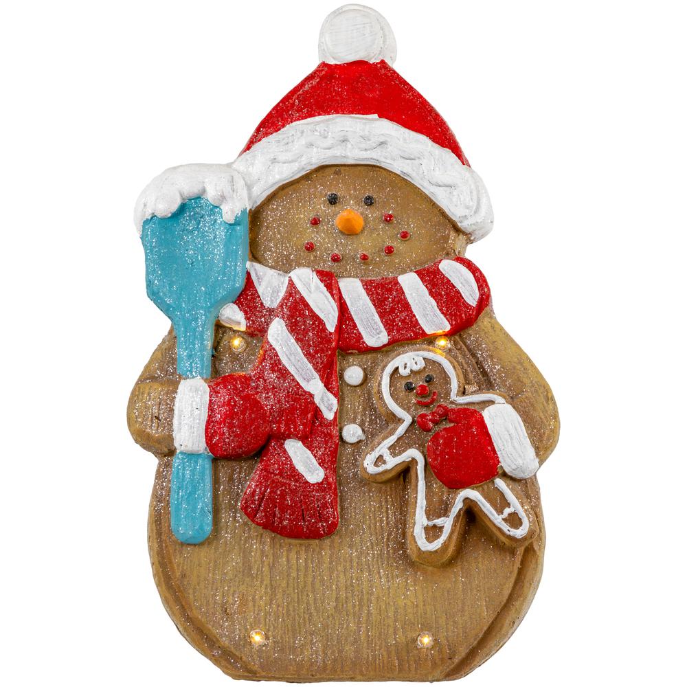 15.75" LED Lighted Gingerbread Snowman with Cookie Christmas Figure. Picture 1