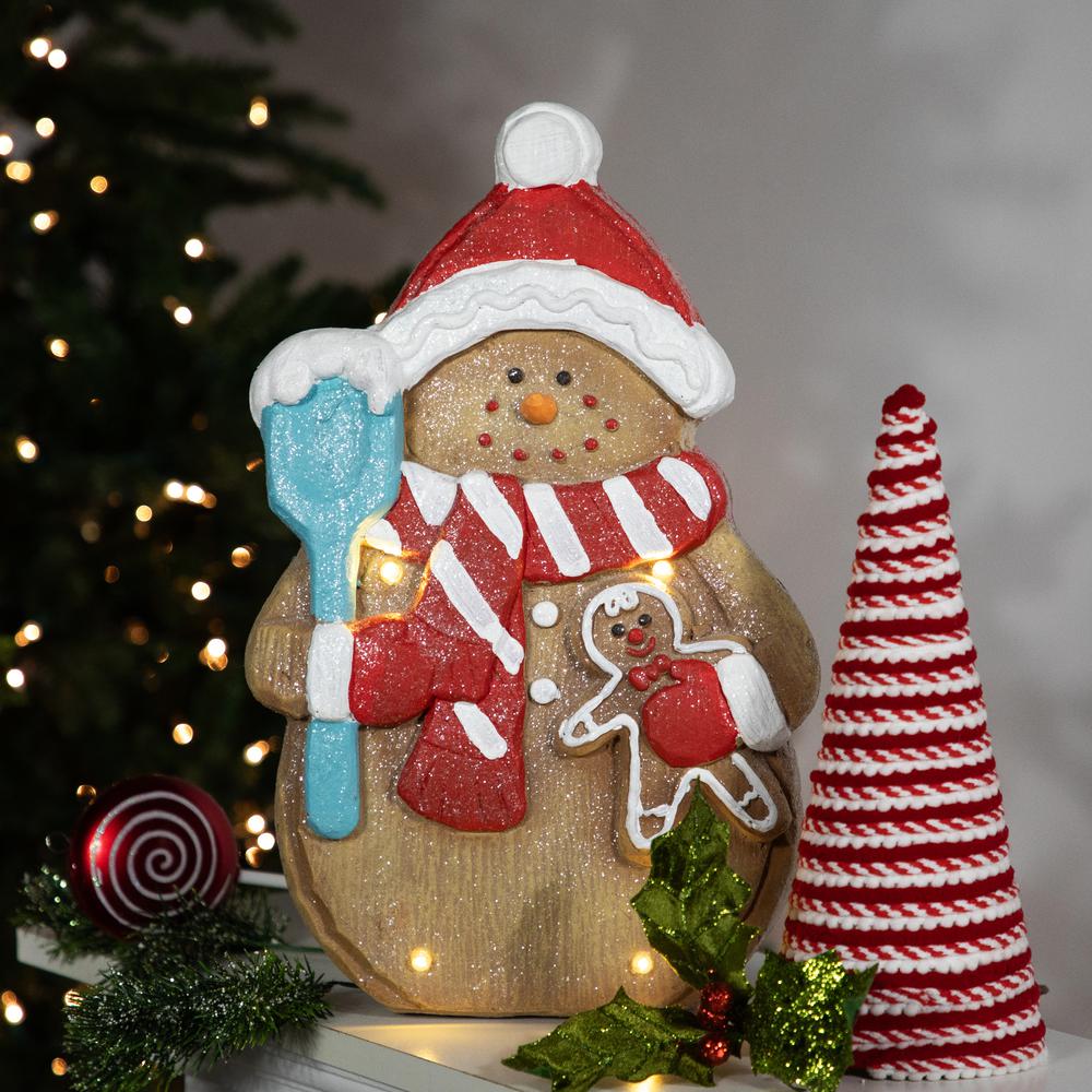 15.75" LED Lighted Gingerbread Snowman with Cookie Christmas Figure. Picture 2