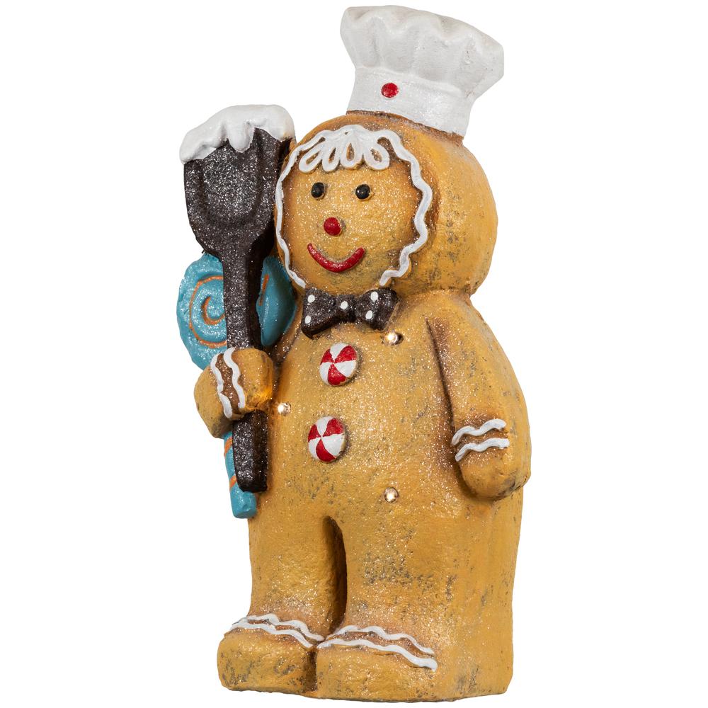 17.5" LED Lighted Glittered Gingerbread Snowman Chef Christmas Figure. Picture 4