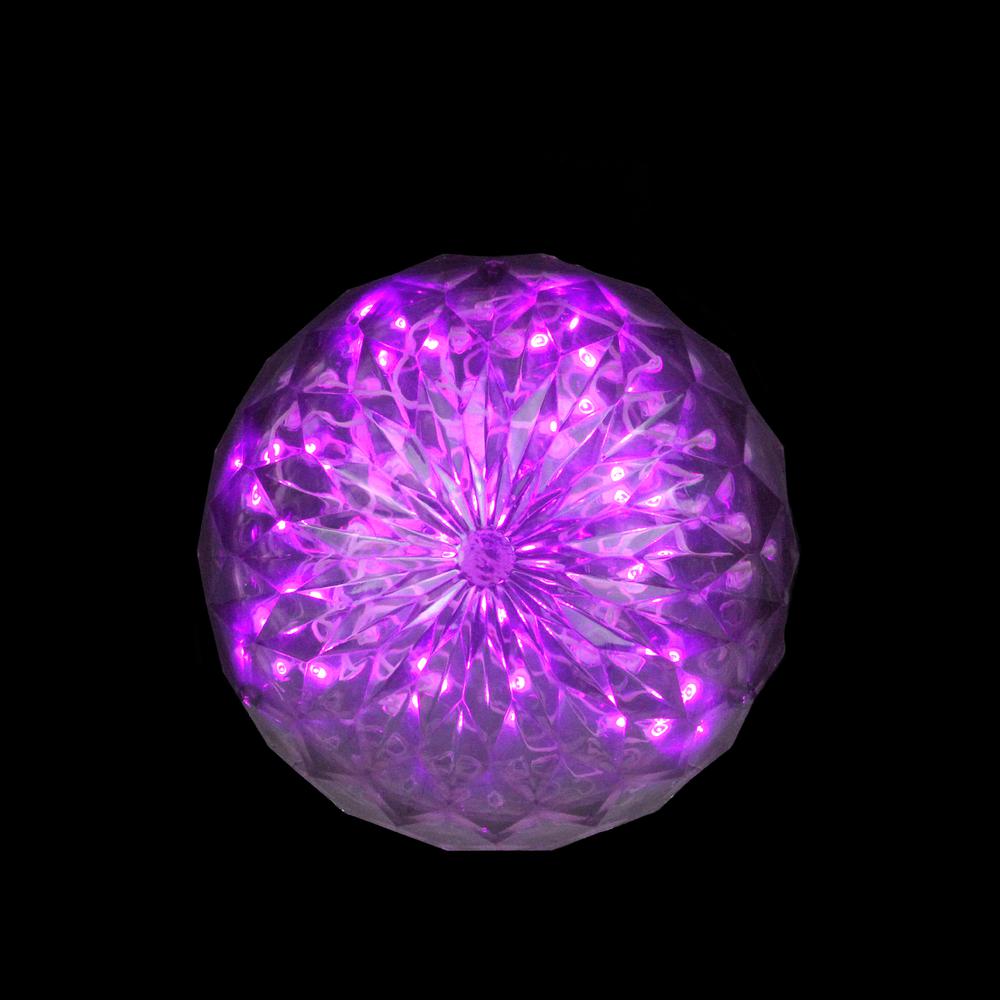 6" Purple LED Christmas Crystal Sphere Hanging Outdoor Decor. Picture 2