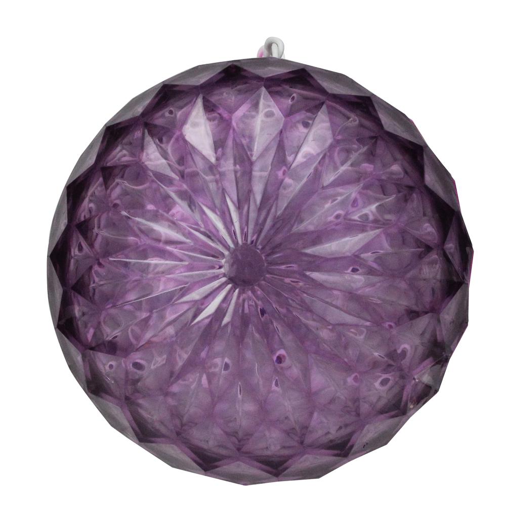 6" Purple LED Christmas Crystal Sphere Hanging Outdoor Decor. Picture 1