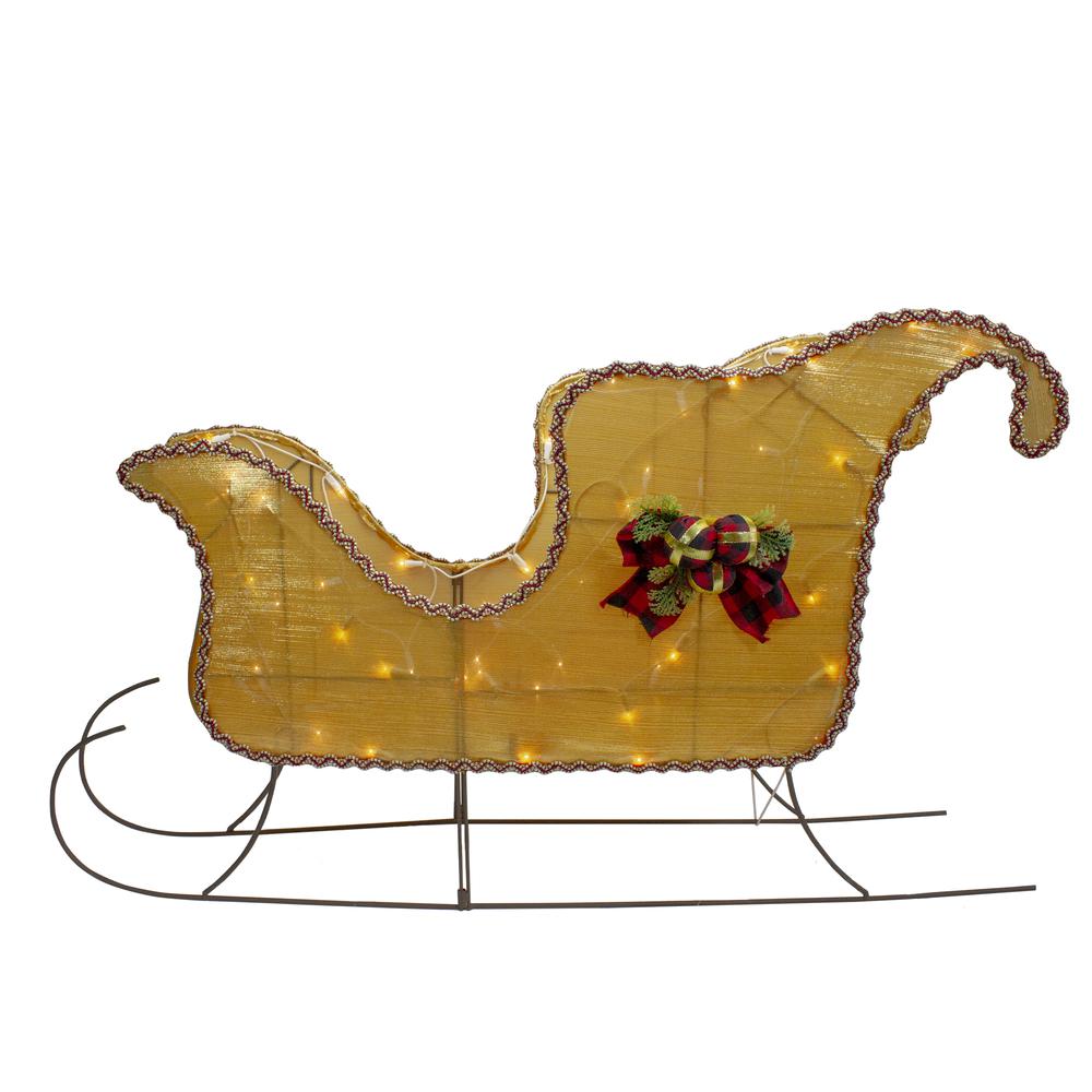 Lighted Gold Shiny Christmas Sleigh Outdoor Yard Decoration  36-inch. Picture 1