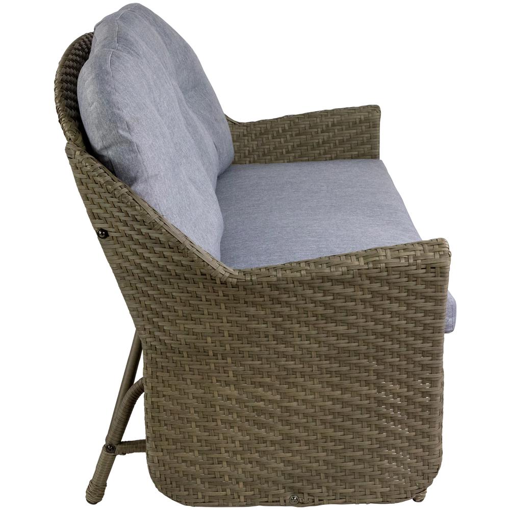 46" Taupe Gray Resin Wicker Deep Seated Double Glider with Gray Cushions. Picture 4