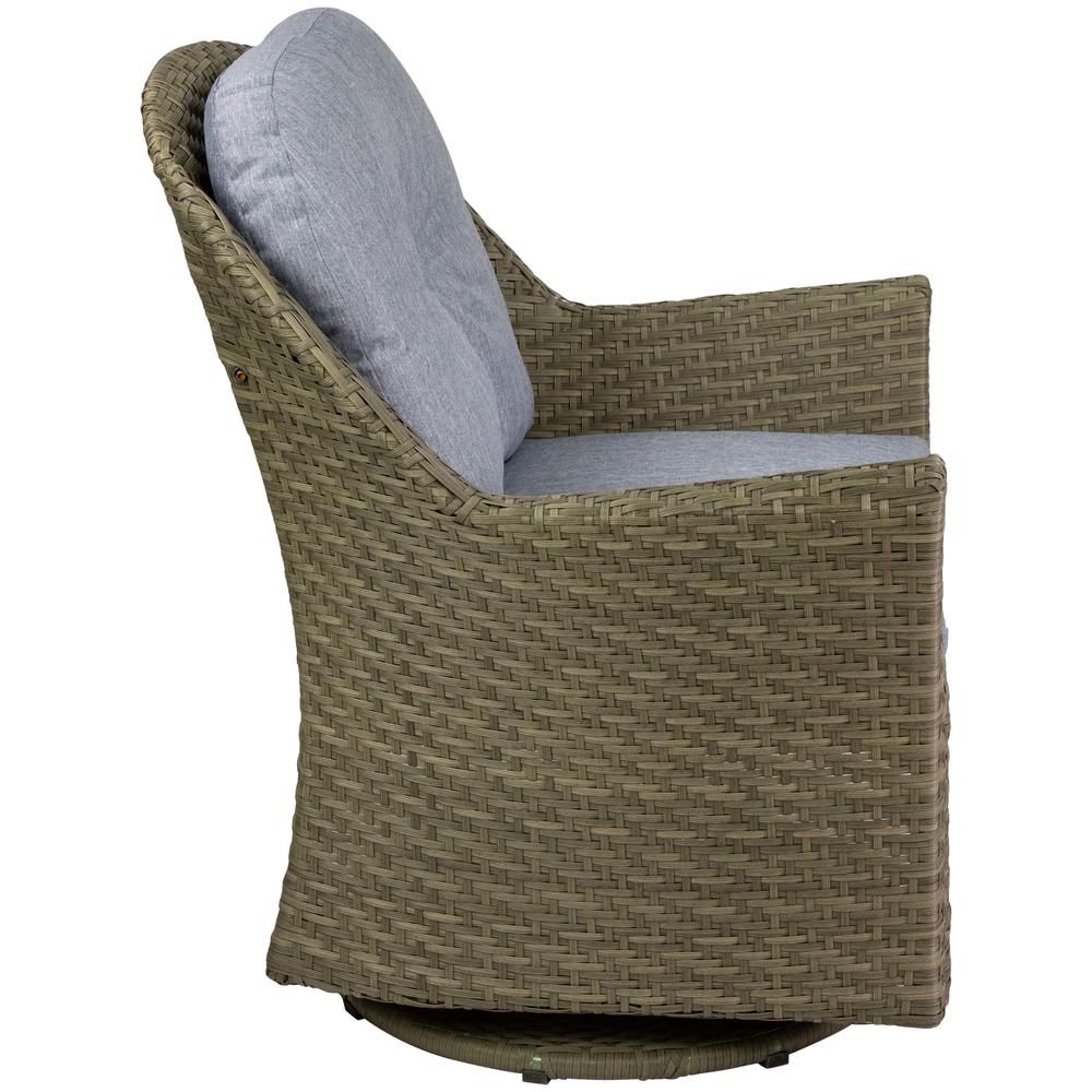 34" Gray Resin Wicker Deep Seated Glider Chair with Gray Cushions. Picture 4