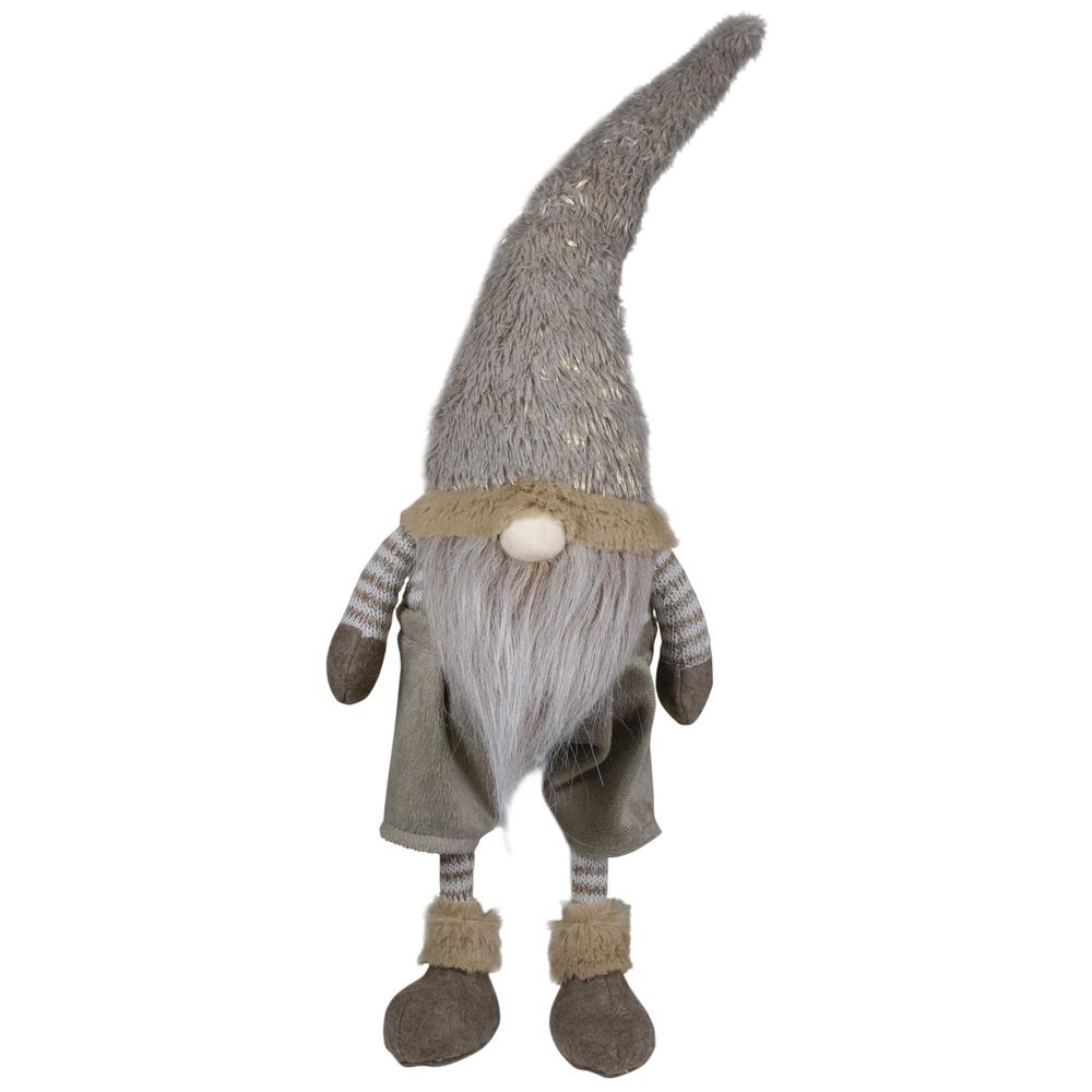 22" Standing Beige and Gold Swaying Gnome Christmas Decoration. Picture 1