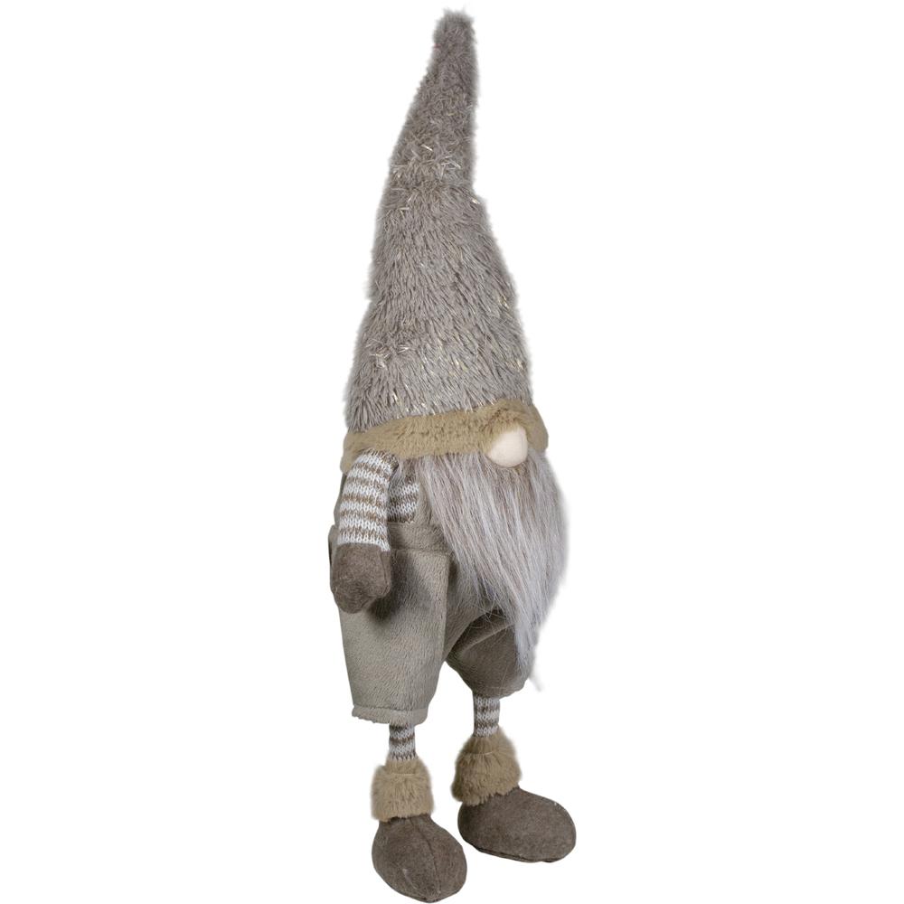 22" Standing Beige and Gold Swaying Gnome Christmas Decoration. Picture 4