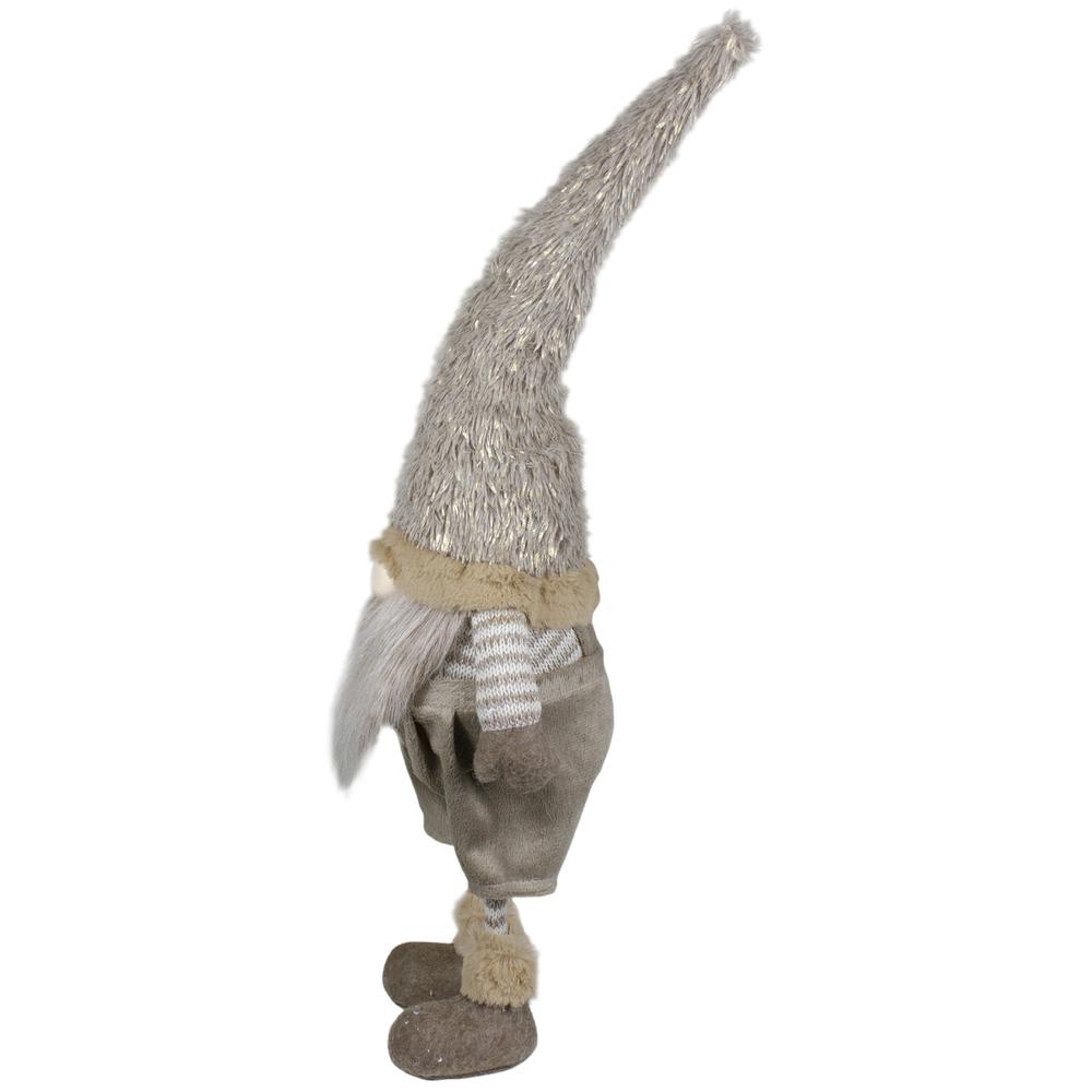 22" Standing Beige and Gold Swaying Gnome Christmas Decoration. Picture 3