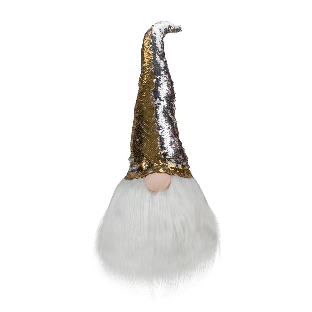25-Inch Gold  Silver  and White Weighted Christmas Gnome Decoration. Picture 3