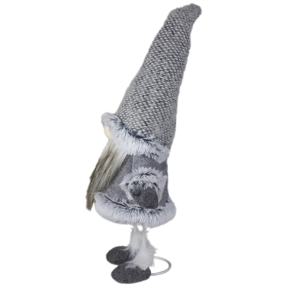 17" Gray and Beige Standing Gnome Tabletop Christmas Decoration. Picture 3