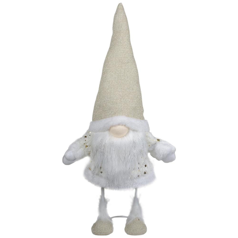 17" Ivory and Gold Christmas Gnome Tabletop Decoration. Picture 1