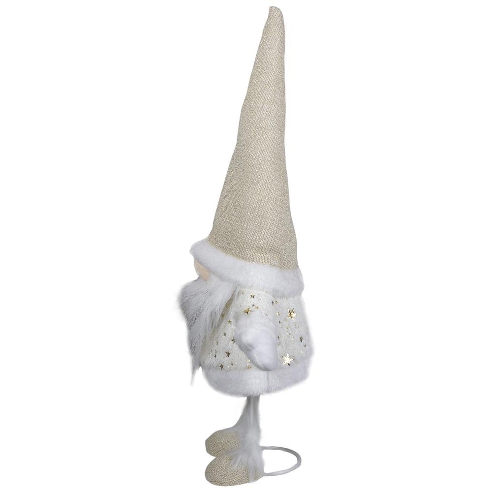 17" Ivory and Gold Christmas Gnome Tabletop Decoration. Picture 3