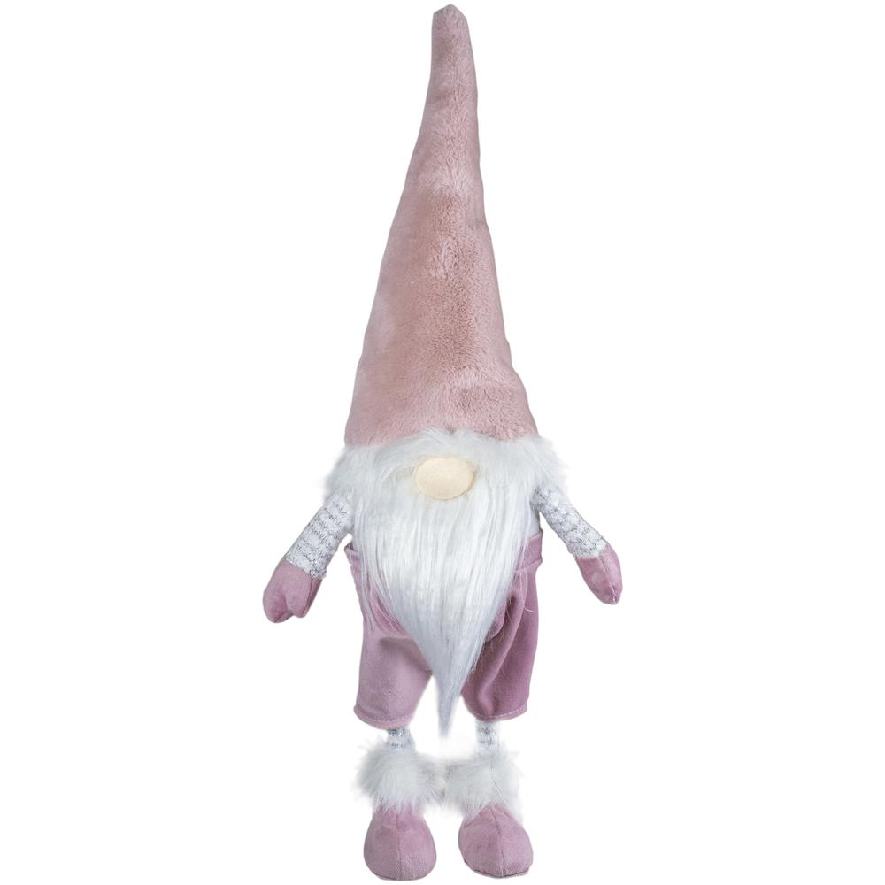 20" White and Pink Bouncy Gnome Standing Figure Christmas Decoration. Picture 1