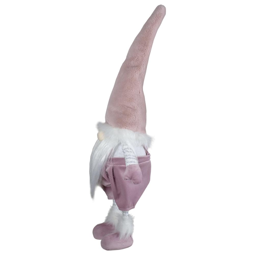 20" White and Pink Bouncy Gnome Standing Figure Christmas Decoration. Picture 3