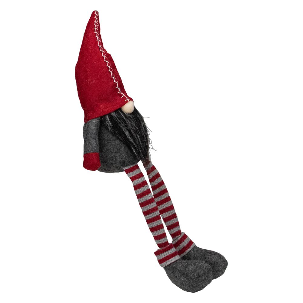 22" Red and Gray Sitting Christmas Gnome Decoration. Picture 4