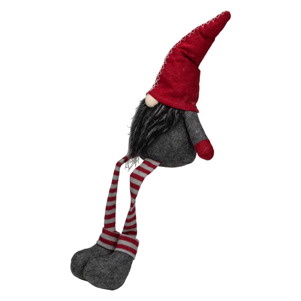 22" Red and Gray Sitting Christmas Gnome Decoration. Picture 3