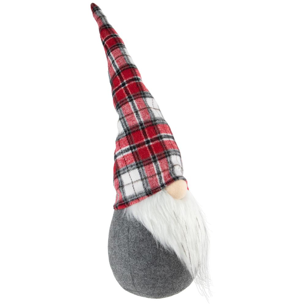 19" Gray Plaid Chubby Gnome Christmas Decoration. Picture 3