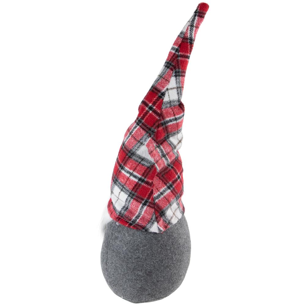 19" Gray Plaid Chubby Gnome Christmas Decoration. Picture 5