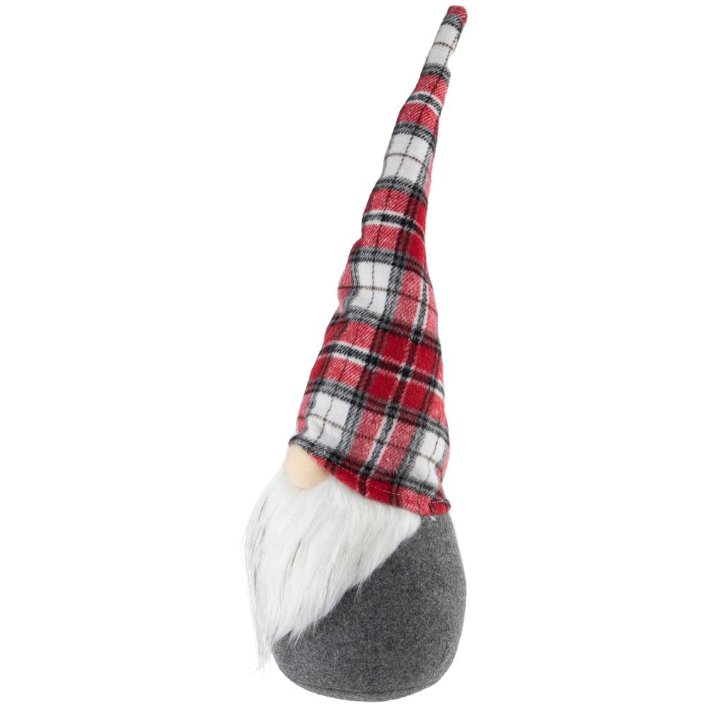 19" Gray Plaid Chubby Gnome Christmas Decoration. Picture 4