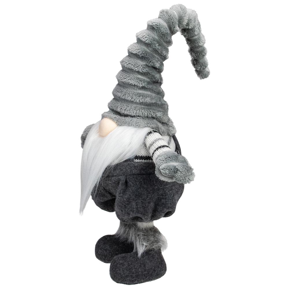 18" Gray and White Bouncy Gnome Tabletop Figure Christmas Decoration. Picture 2