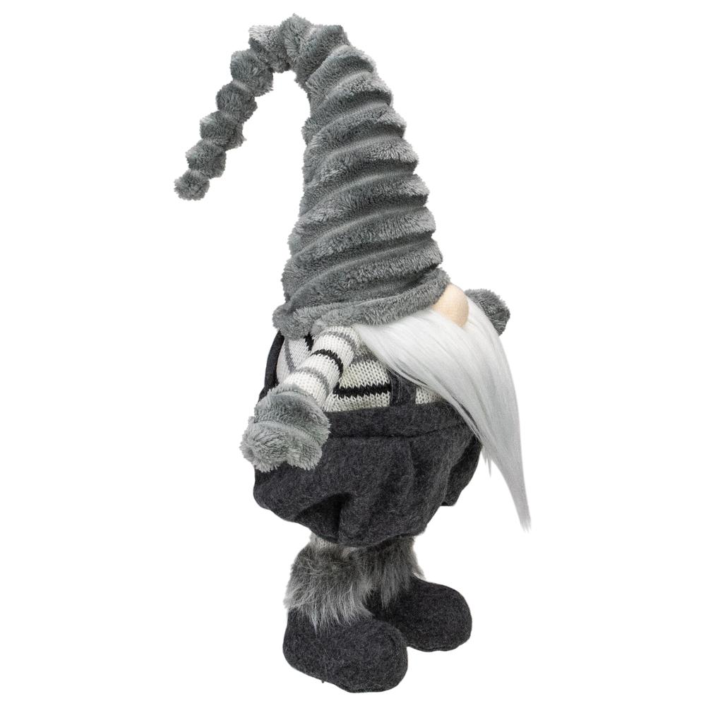18" Gray and White Bouncy Gnome Tabletop Figure Christmas Decoration. Picture 3