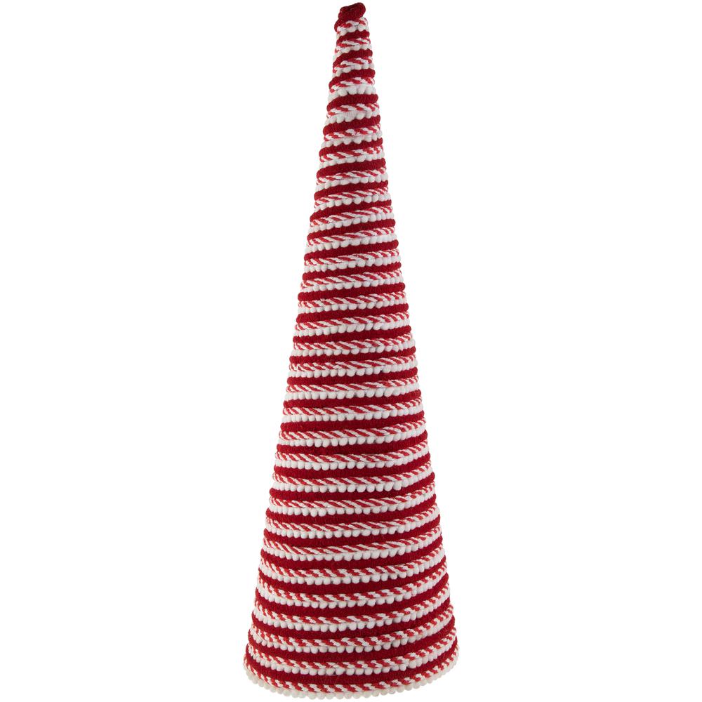 19.5" White and Red Candy Cane Swirled Christmas Cone Tree. Picture 1