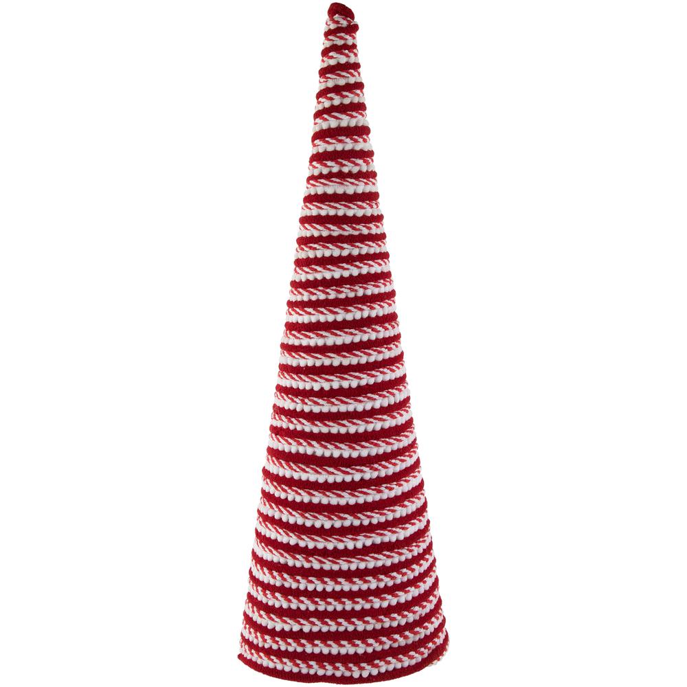 19.5" White and Red Candy Cane Swirled Christmas Cone Tree. Picture 3