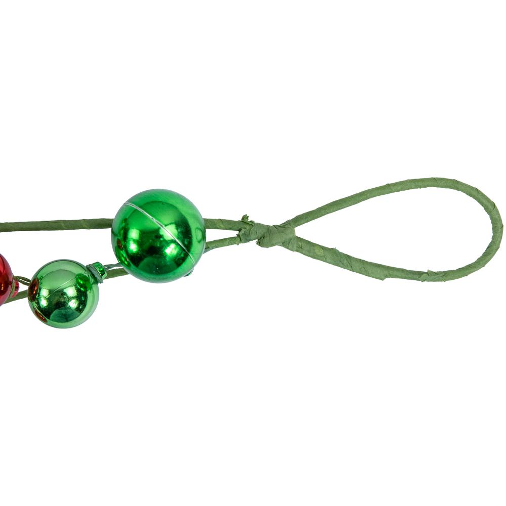 4' x 6" Green and Red Ball Ornament Christmas Garland  Unlit. Picture 3