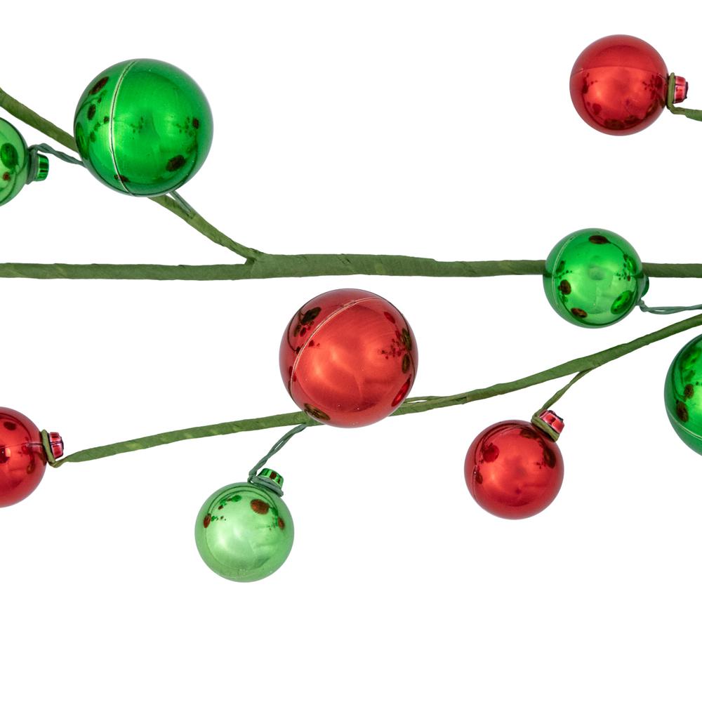 4' x 6" Green and Red Ball Ornament Christmas Garland  Unlit. Picture 2