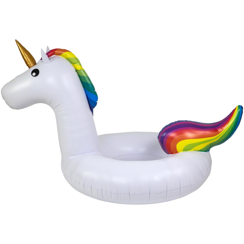 68" Rainbow Unicorn Inflatable Swimming Pool Tube Ring Float. Picture 3