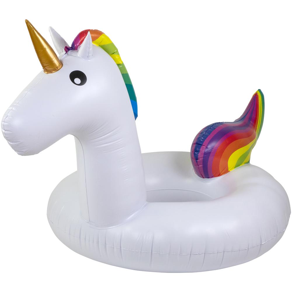 68" Rainbow Unicorn Inflatable Swimming Pool Tube Ring Float. Picture 1