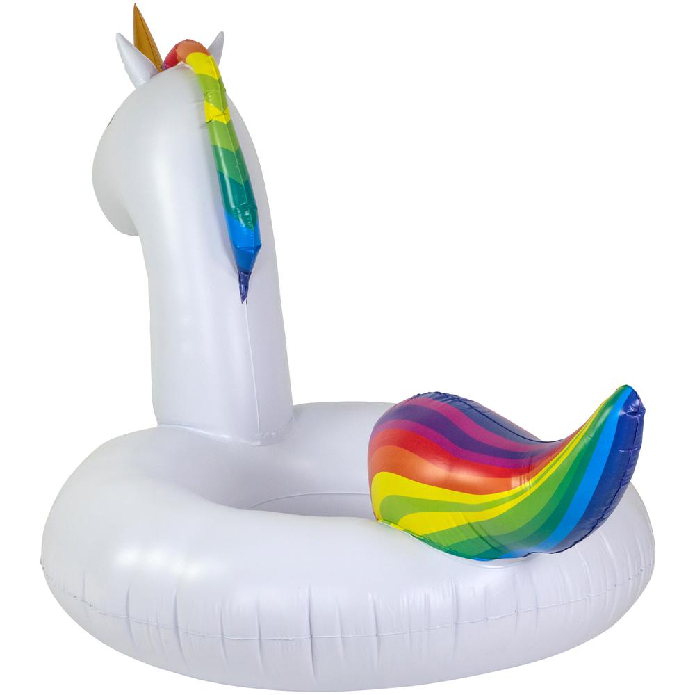 68" Rainbow Unicorn Inflatable Swimming Pool Tube Ring Float. Picture 4
