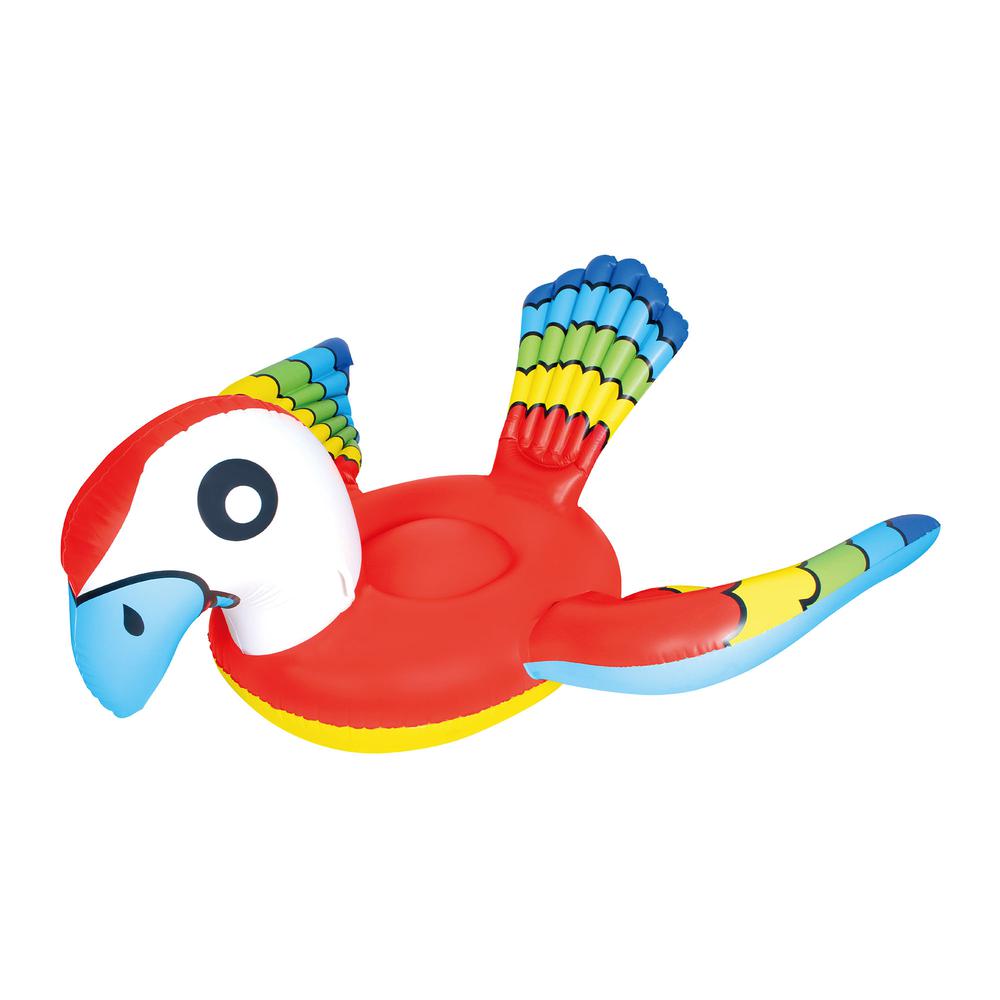 87" Red and Blue Jumbo Parrot Ride-On Inflatable Swimming Pool Float. Picture 1