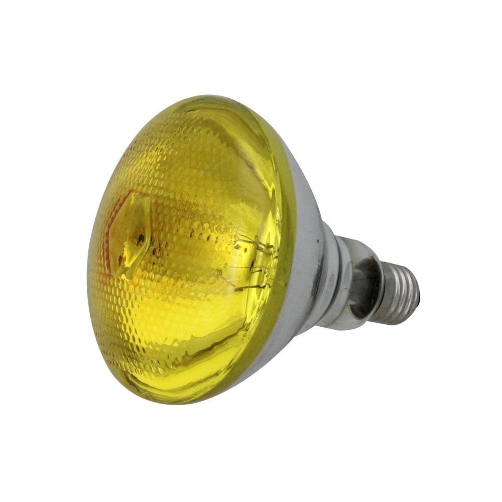 Incandescent Weatherproof 100 Watt Indoor/Outdoor Amber Floodlight Bulb. Picture 1