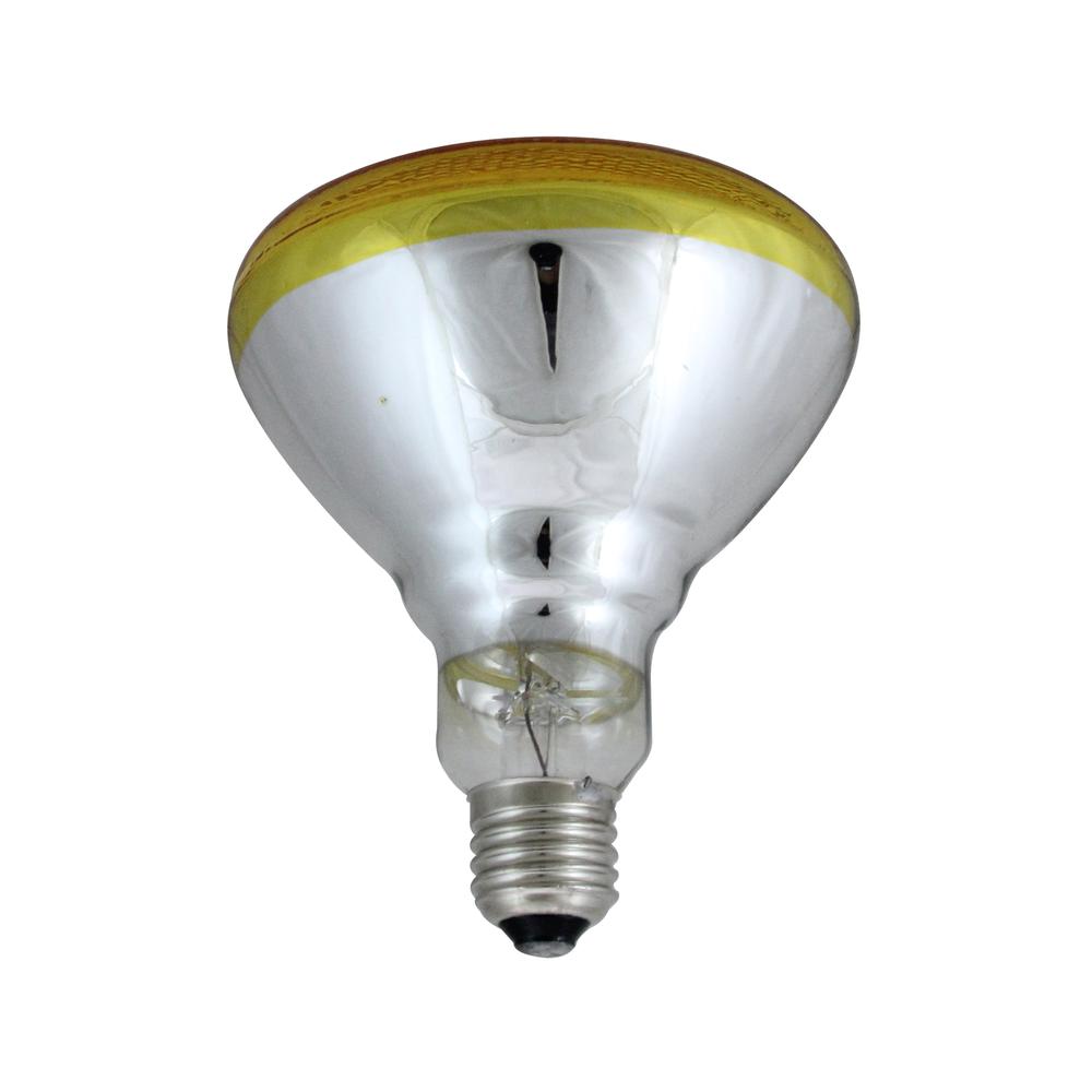 Incandescent Weatherproof 100 Watt Indoor/Outdoor Amber Floodlight Bulb. Picture 2