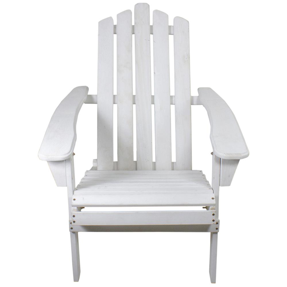 36" White Classic Folding Wooden Adirondack Chair. Picture 3
