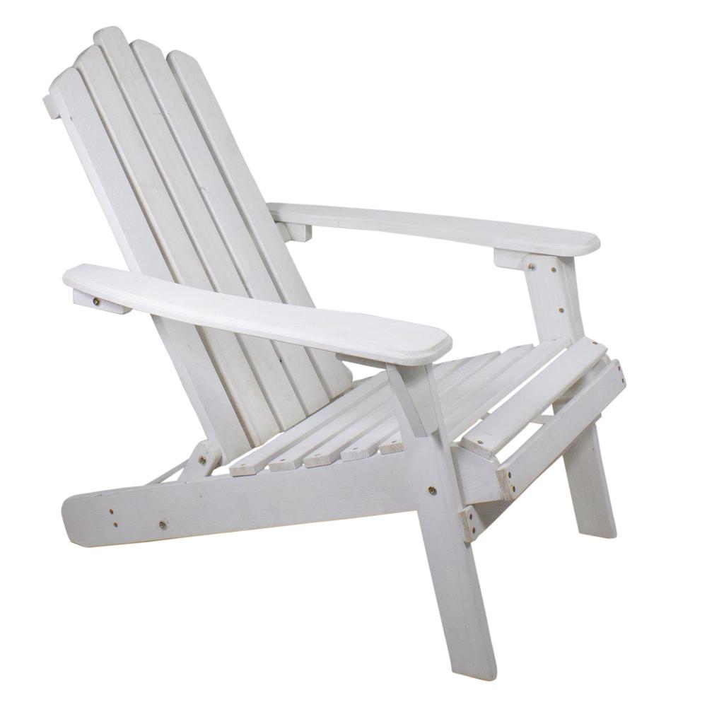 36" White Classic Folding Wooden Adirondack Chair. Picture 1