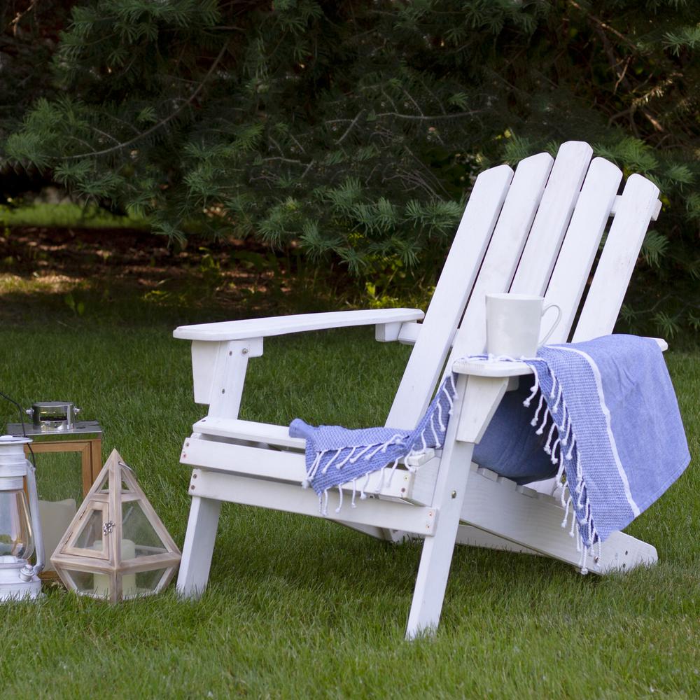 36" White Classic Folding Wooden Adirondack Chair. Picture 2