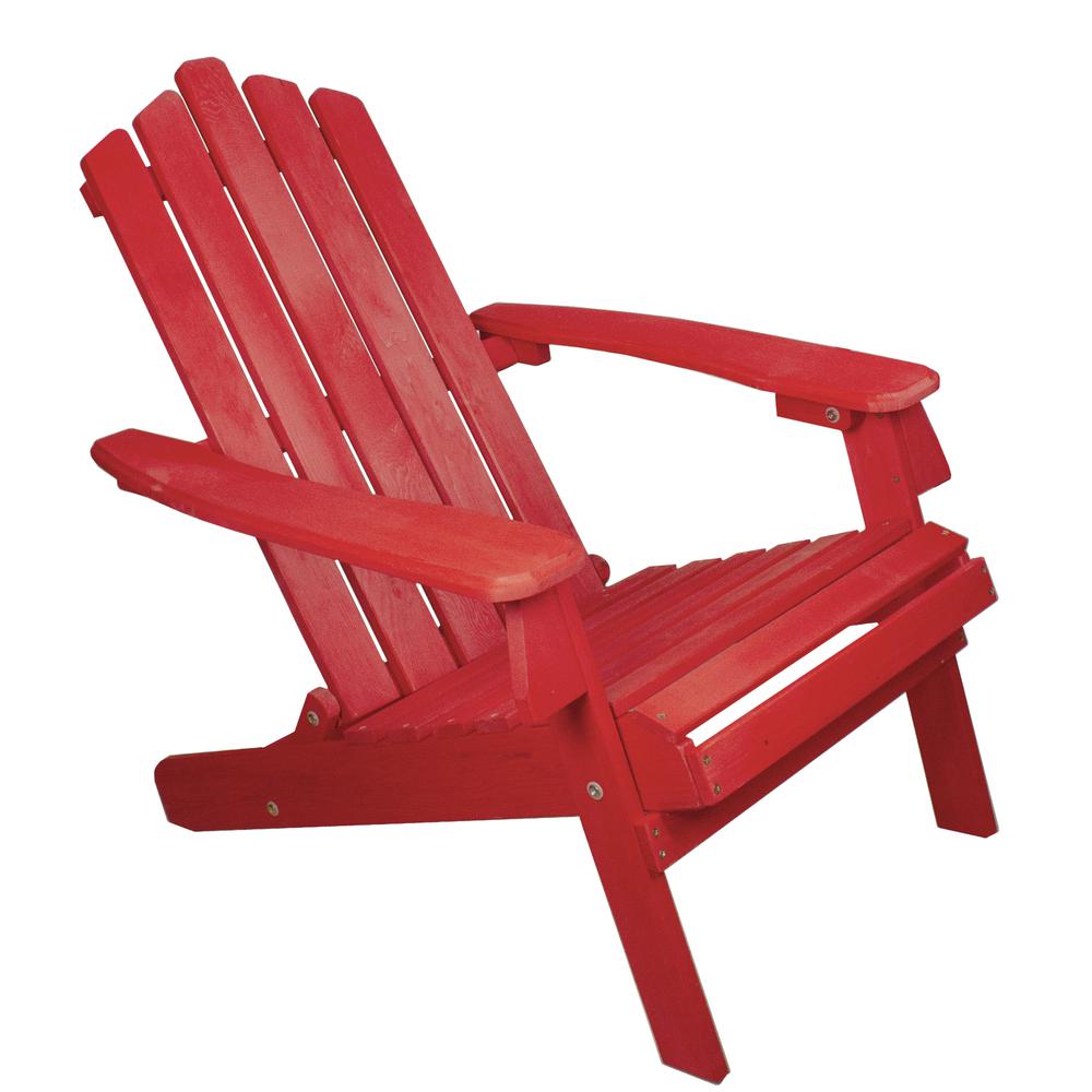 36" Red Classic Folding Wooden Adirondack Chair. Picture 1